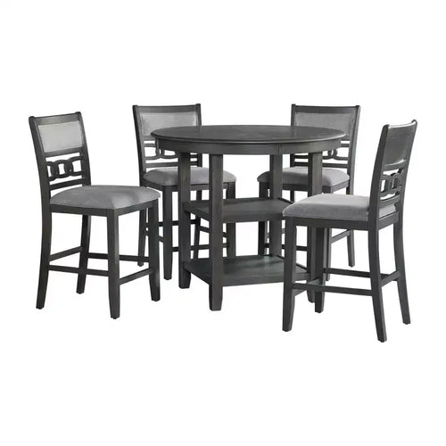 5pc Taylor Counter Height Dining Set with Shelf & Faux Leather Chairs - Picket House Furnishings