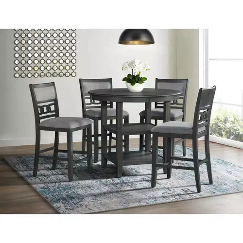 Ensemble de salle à manger 5 pièces Taylor hauteur comptoir avec étagère et chaises en similicuir - Picket House Furnishings