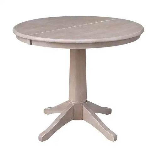 Tavolo da pranzo rotondo allungabile Karen da 36" con 4 sedie con schienale a X Tortora: Legno massello, Base a piedistallo - International Concepts