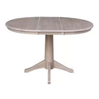 Tavolo da pranzo rotondo allungabile Karen da 36" con 4 sedie con schienale a X Tortora: Legno massello, Base a piedistallo - International Concepts