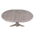 Tavolo da pranzo rotondo allungabile Karen da 36" con 4 sedie con schienale a X Tortora: Legno massello, Base a piedistallo - International Concepts