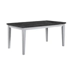 Acme Furniture 64" Lanton Dining Table Marble Antique White Finish
