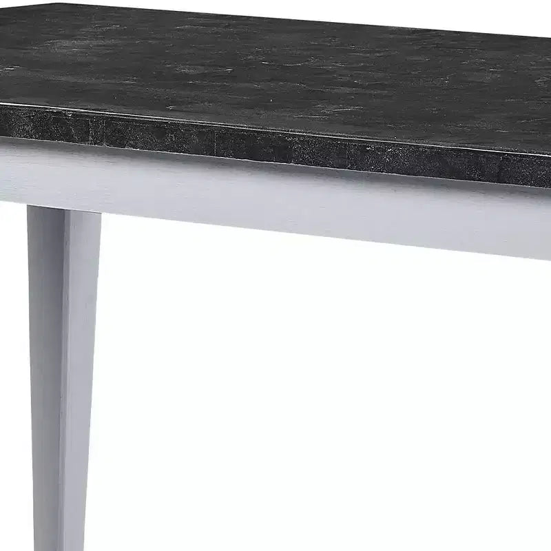 Acme Furniture Tavolo da Pranzo Lanton da 64" con Finitura Anticata Bianca Marmo