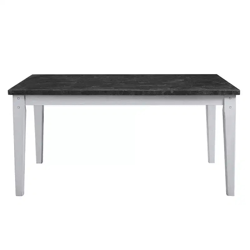 Acme Furniture Tavolo da Pranzo Lanton da 64" con Finitura Anticata Bianca Marmo