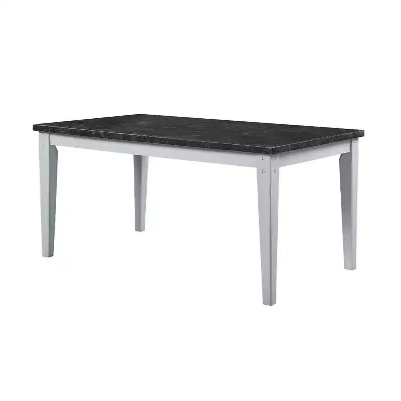 Acme Furniture Tavolo da Pranzo Lanton da 64" con Finitura Anticata Bianca Marmo
