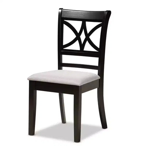 Ensemble de salle à manger en bois rembourré Julia 5 pièces gris/marron foncé - Baxton Studio