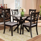 Set sala da pranzo Julia 5 pz in legno imbottito grigio/marrone scuro - Baxton Studio