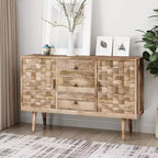 Christopher Knight Home Credenza moderna Latimer Mid-Century a 3 cassetti naturale: Tavolo buffet in legno di mango, 2 ante