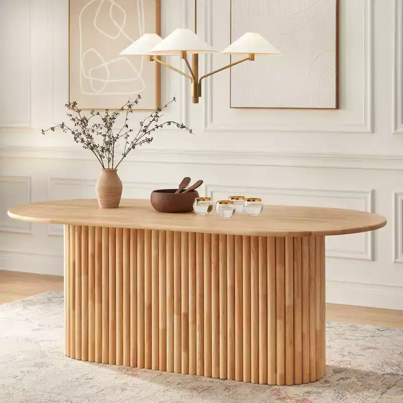 Tavolo da pranzo ovale moderno Lifestorey Layton in legno massello naturale