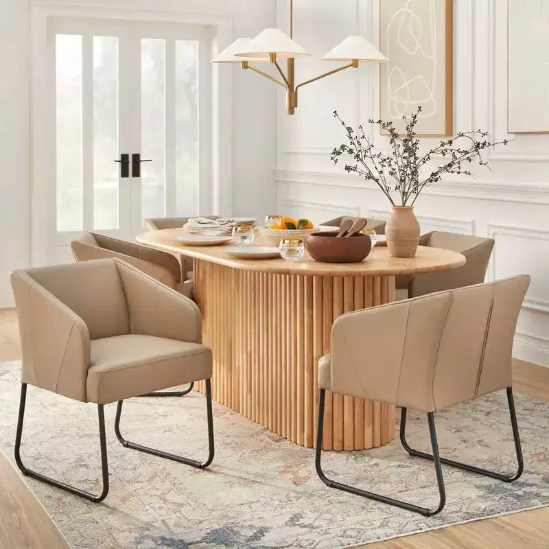 Tavolo da pranzo ovale moderno Lifestorey Layton in legno massello naturale