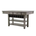 HOMES: Inside + Out 60" Goldspark Transitional 2 Shelf Counter Height Table with Drawers and Wine Storage Gray: 30 x 60 Bar Table