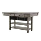 HOMES: Inside + Out 60" Goldspark Transitional 2 Shelf Counter Height Table with Drawers and Wine Storage Gray: 30 x 60 Bar Table