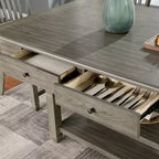 HOMES: Inside + Out Tavolo a mezza altezza Goldspark Transitional a 2 ripiani con cassetti e portabottiglie Grigio 152 cm: Tavolo da bar 76 x 152 cm