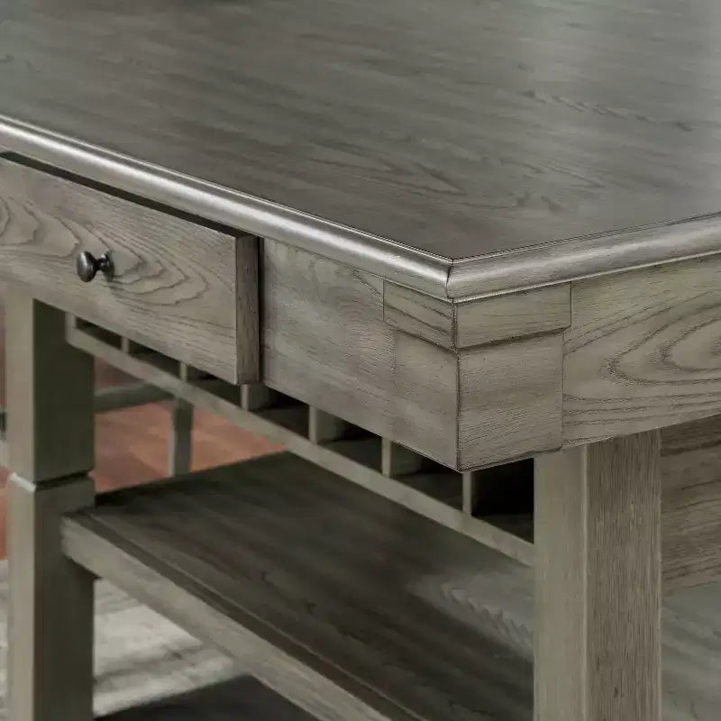 HOMES: Inside + Out Tavolo a mezza altezza Goldspark Transitional a 2 ripiani con cassetti e portabottiglie Grigio 152 cm: Tavolo da bar 76 x 152 cm