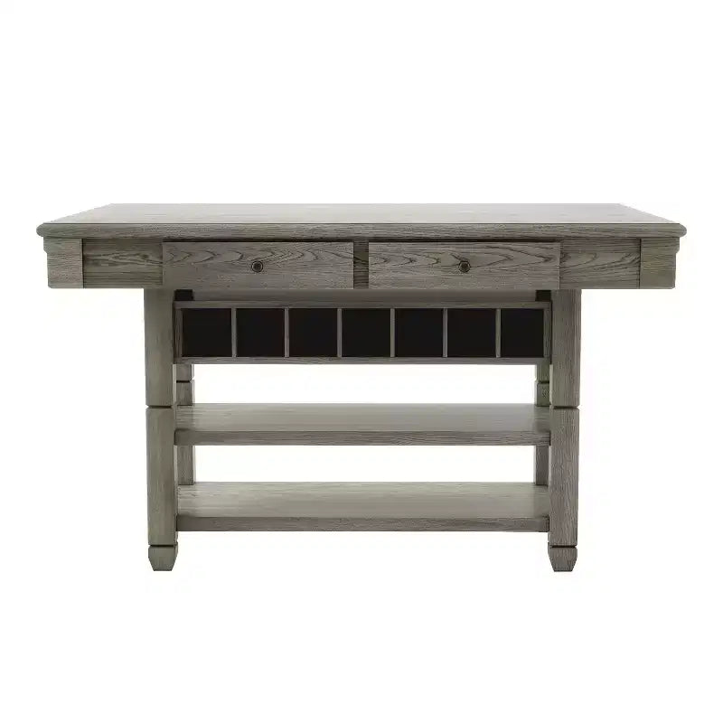 HOMES: Inside + Out Tavolo a mezza altezza Goldspark Transitional a 2 ripiani con cassetti e portabottiglie Grigio 152 cm: Tavolo da bar 76 x 152 cm