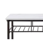 Isola da cucina Freyja da 50" con piano in pietra ricostruita bianca/finitura grigia - Acme Furniture: struttura in metallo, ripiani contenitori