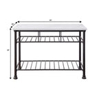 Isola da cucina Freyja da 50" con piano in pietra ricostruita bianca/finitura grigia - Acme Furniture: struttura in metallo, ripiani contenitori