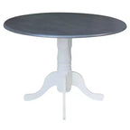 International Concepts 42" Carlisle Tavolo da pranzo a doppia ribalta con 4 sedie con schienale a pioli Bianco/Grigio Brughiera: Struttura in legno massello, Base a piedistallo