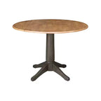 Tavolo da pranzo rotondo con 2 ante a ribalta da 42" con 2 sedie con schienale a pannello in Hickory/Antracite lavato - International Concepts