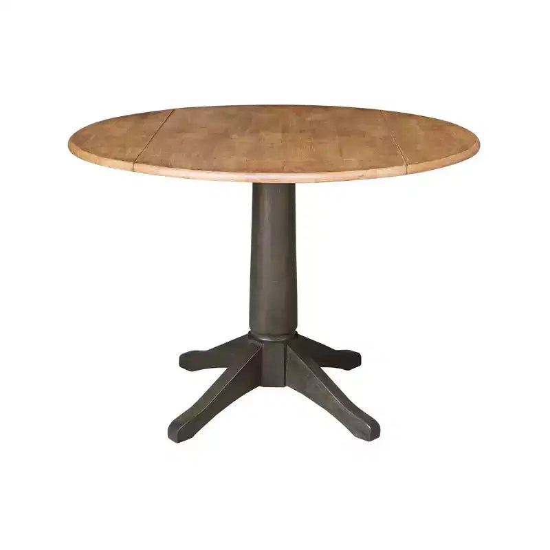 Tavolo da pranzo rotondo con 2 ante a ribalta da 42" con 2 sedie con schienale a pannello in Hickory/Antracite lavato - International Concepts