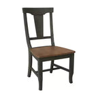 Tavolo da pranzo rotondo con 2 ante a ribalta da 42" con 2 sedie con schienale a pannello in Hickory/Antracite lavato - International Concepts