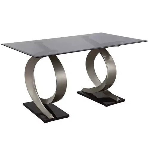 58" Gleneagles Modern Rectangle Glass Top Dining Table - HOMES: Inside + Out: Beveled Edge, Double Pedestal