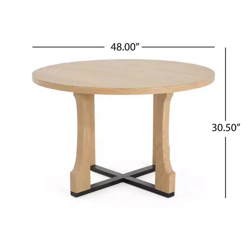 Christopher Knight Home Andrew tavolo da pranzo rotondo da 48" con telaio a croce rustico in rovere naturale