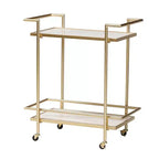 Carrello portavivande a 2 ripiani Louise in metallo e marmo oro/marmo bianco - Baxton Studio