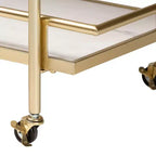 Carrello portavivande a 2 ripiani Louise in metallo e marmo oro/marmo bianco - Baxton Studio