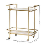 Carrello portavivande a 2 ripiani Louise in metallo e marmo oro/marmo bianco - Baxton Studio