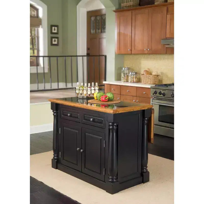 Isola Cucina Monarch Piano in Granito Nero/Rovere - Home Styles: Legno Massello, Contenitore, Ribalta