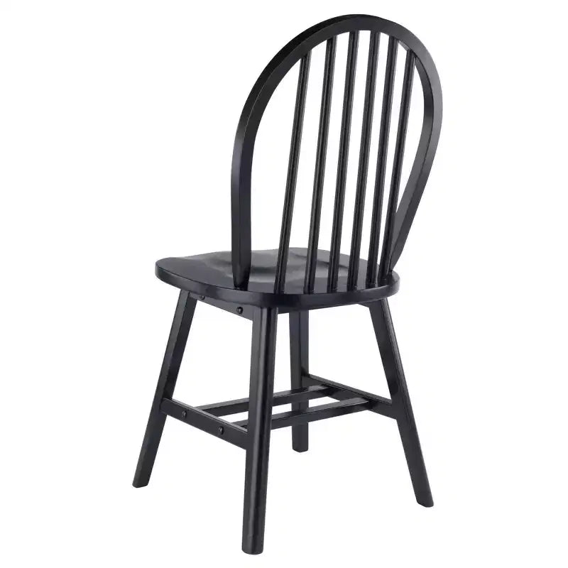 Set tavolo da pranzo Moreno 3 pezzi Nero - Winsome: Legno lucido, Rotondo con ante a ribalta, Stile transizionale, 4 posti, Gambe affusolate