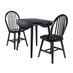 Set tavolo da pranzo Moreno 3 pezzi Nero - Winsome: Legno lucido, Rotondo con ante a ribalta, Stile transizionale, 4 posti, Gambe affusolate