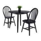 Set tavolo da pranzo Moreno 3 pezzi Nero - Winsome: Legno lucido, Rotondo con ante a ribalta, Stile transizionale, 4 posti, Gambe affusolate