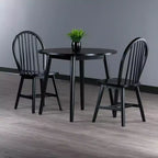 Set tavolo da pranzo Moreno 3 pezzi Nero - Winsome: Legno lucido, Rotondo con ante a ribalta, Stile transizionale, 4 posti, Gambe affusolate