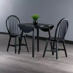 Set tavolo da pranzo Moreno 3 pezzi Nero - Winsome: Legno lucido, Rotondo con ante a ribalta, Stile transizionale, 4 posti, Gambe affusolate