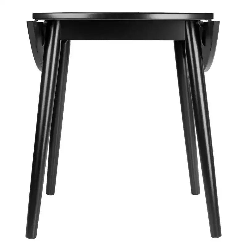 Set tavolo da pranzo Moreno 3 pezzi Nero - Winsome: Legno lucido, Rotondo con ante a ribalta, Stile transizionale, 4 posti, Gambe affusolate