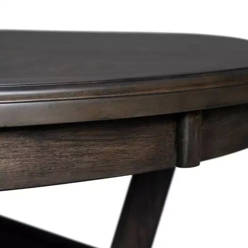 Set da pranzo Taylor a 5 pezzi, altezza standard, 4 sedie laterali in similpelle Noce - Picket House Furnishings: Tavolo rotondo, Struttura in legno di caucciù, Rivestimento in schiuma