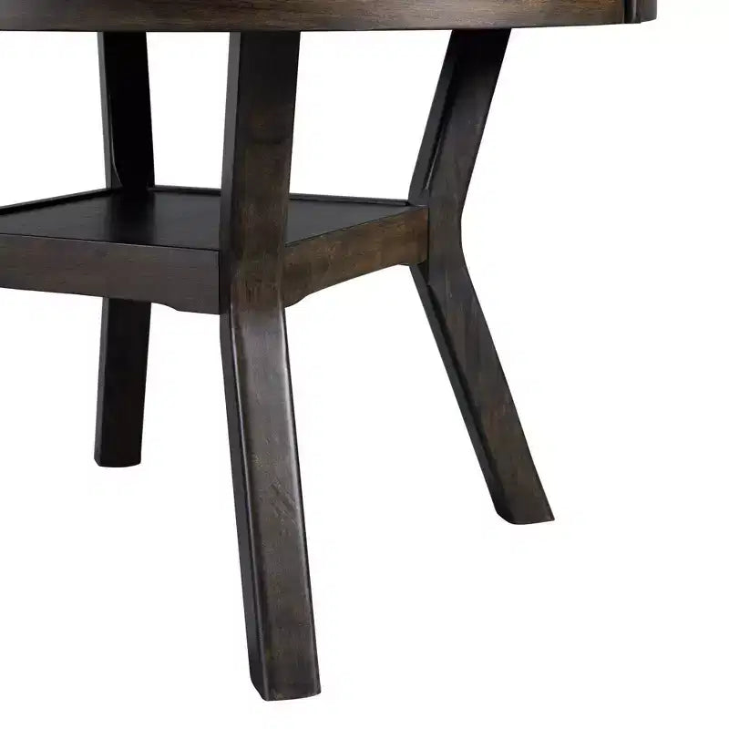 Set da pranzo Taylor a 5 pezzi, altezza standard, 4 sedie laterali in similpelle Noce - Picket House Furnishings: Tavolo rotondo, Struttura in legno di caucciù, Rivestimento in schiuma
