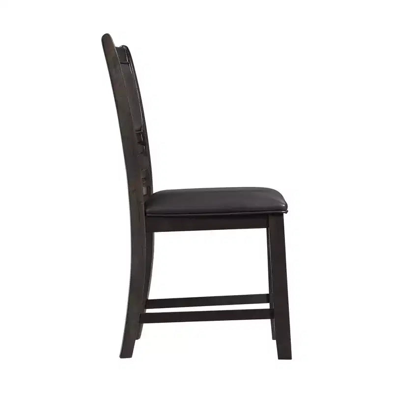 Set da pranzo Taylor a 5 pezzi, altezza standard, 4 sedie laterali in similpelle Noce - Picket House Furnishings: Tavolo rotondo, Struttura in legno di caucciù, Rivestimento in schiuma