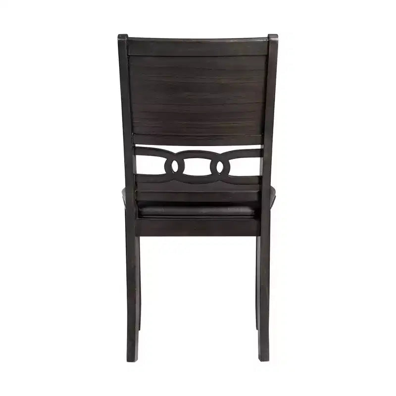 Set da pranzo Taylor a 5 pezzi, altezza standard, 4 sedie laterali in similpelle Noce - Picket House Furnishings: Tavolo rotondo, Struttura in legno di caucciù, Rivestimento in schiuma
