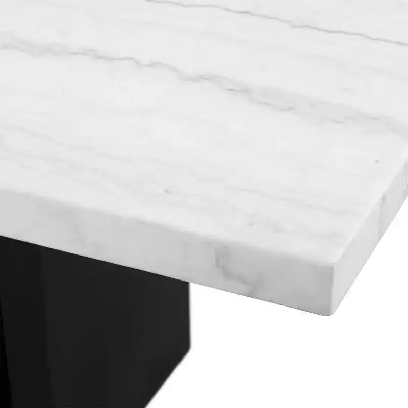 Tavolo da pranzo Picket House Furnishings Willow Marble altezza standard bianco: moderno, 6 posti, MDF e impiallacciatura in legno