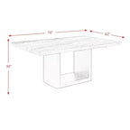 Tavolo da pranzo Picket House Furnishings Willow Marble altezza standard bianco: moderno, 6 posti, MDF e impiallacciatura in legno
