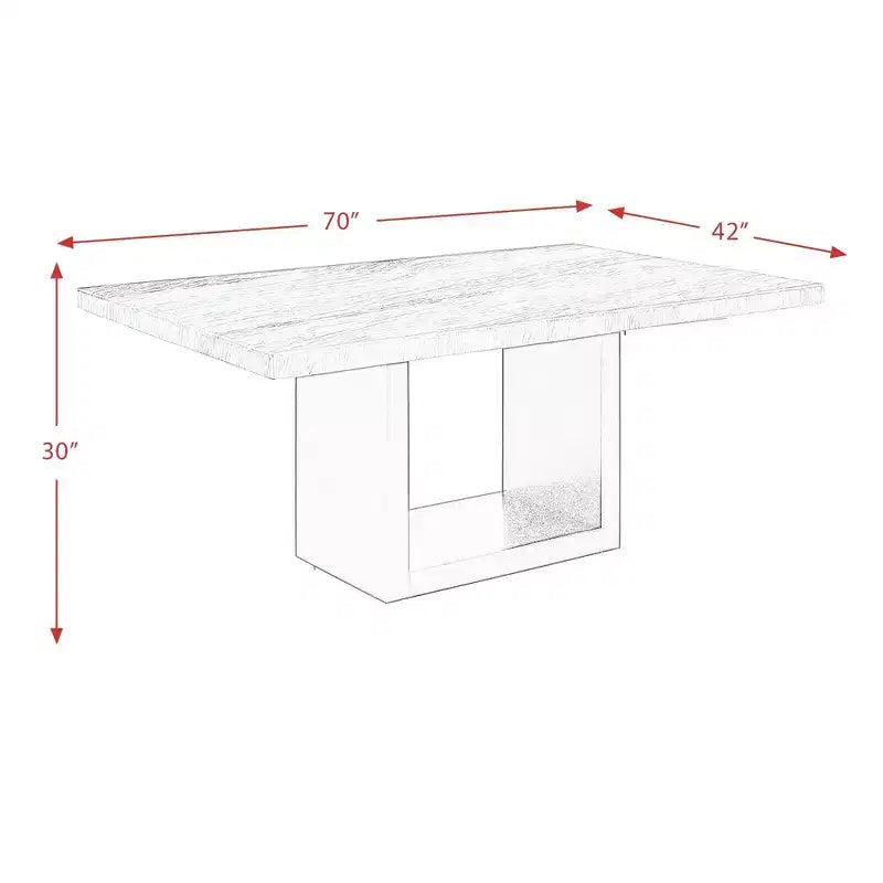 Tavolo da pranzo Picket House Furnishings Willow Marble altezza standard bianco: moderno, 6 posti, MDF e impiallacciatura in legno