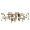 Christopher Knight Home 7pc Fernleaf Upholstered Expandable Dining Set Natural Brown/Light Ash/Light Beige Tweed
