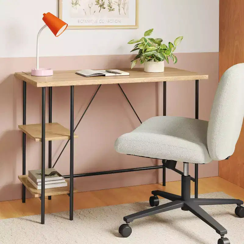 Scrivania in legno e metallo con ripiani colore naturale - Room Essentials™