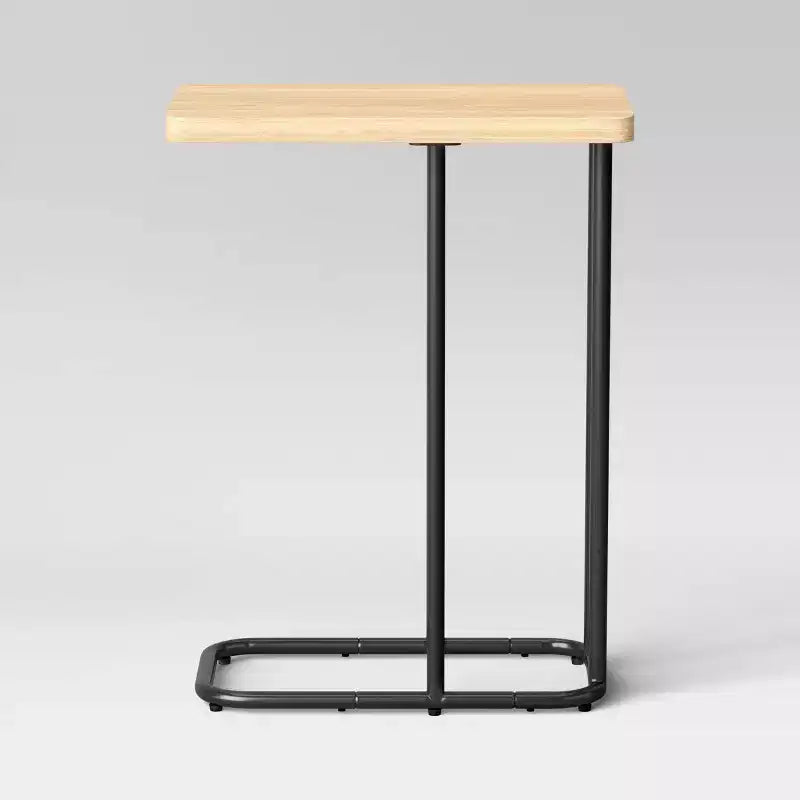 Tavolino a C con ripiano rettangolare in legno e metallo, in legno naturale - Room Essentials™