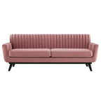 Engage Channel Tufted Performance Velvet Sofa Dusty Rose - Modway: Upholstered, Wood Frame, Foam Fill