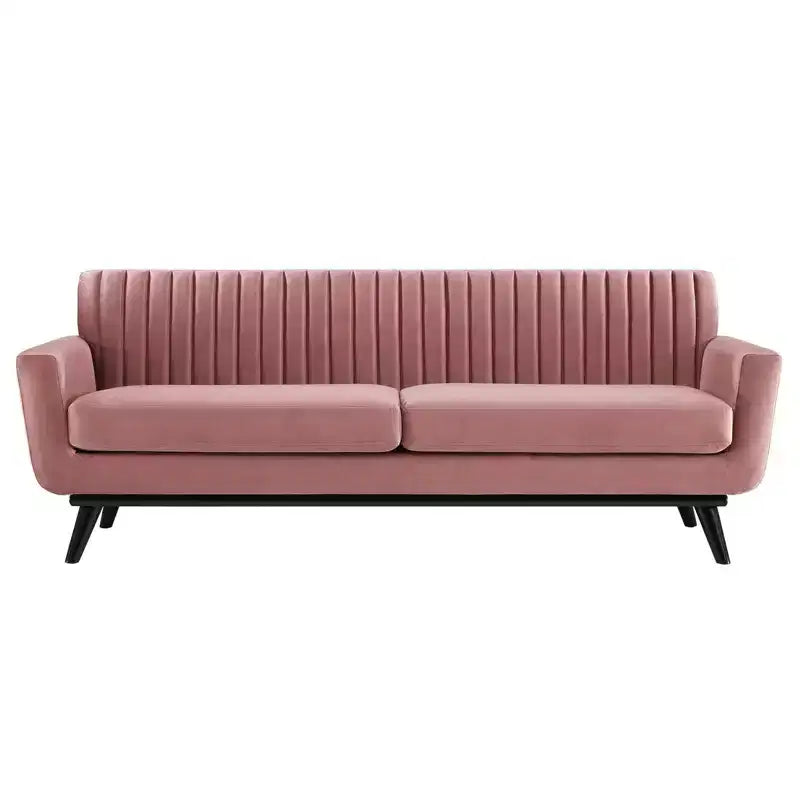 Engage Channel Tufted Performance Velvet Sofa Dusty Rose - Modway: Upholstered, Wood Frame, Foam Fill
