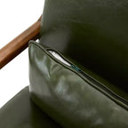 Poltrona Mid-Century Modern in Similpelle con Braccioli e Struttura in Legno di Gomma color Noce - Verde Cacciatore - Glitzhome